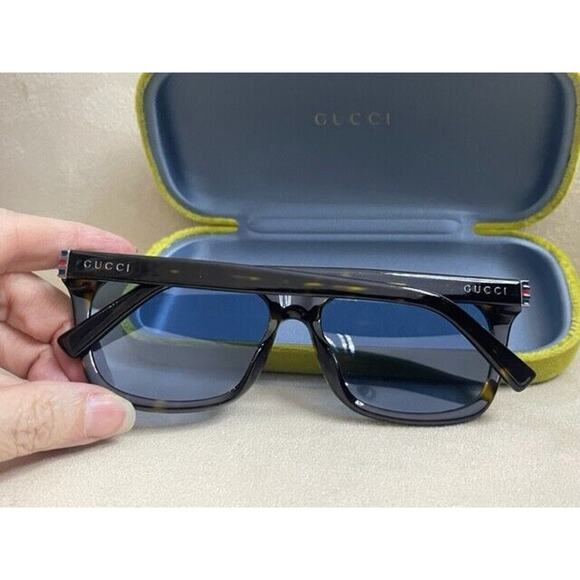NEW GUCCI GG 0449S 003 HAVANA AUTHENTIC SUNGLASSES Blue Lense Tortoise 56MM $468 - Picture 2 of 10